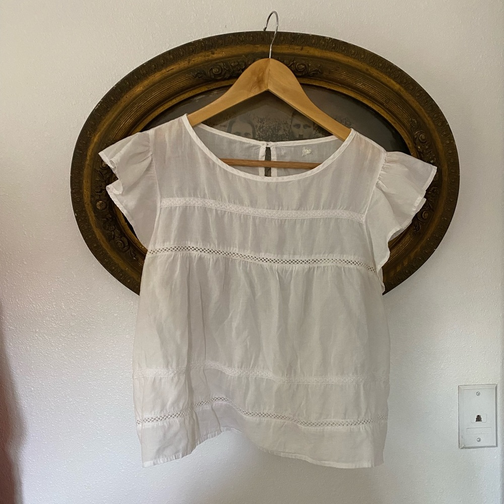 Doen/Free People Style Cotton Flutter Sleeve Top L